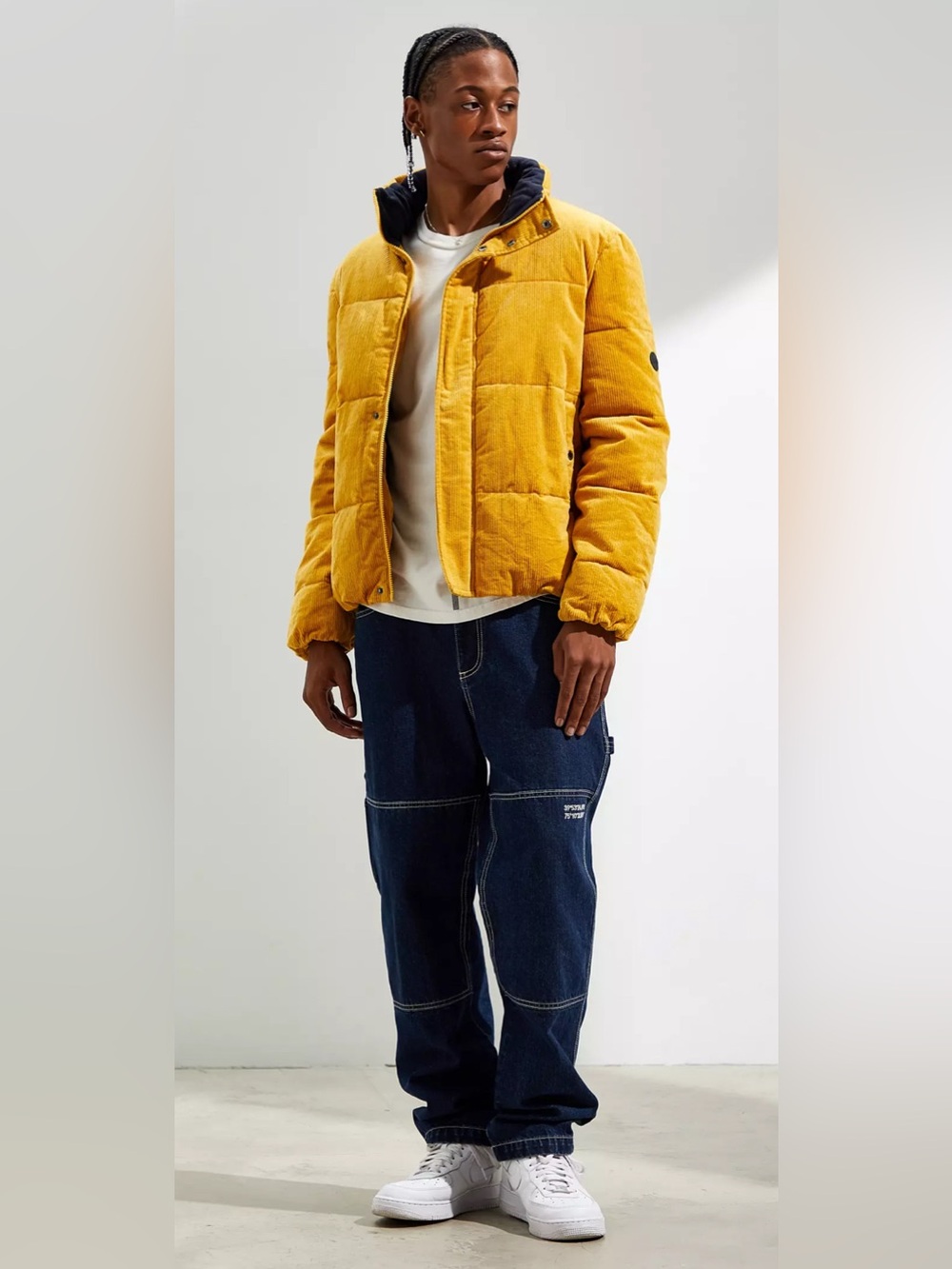 NATIVE YOUTH Men’s Mustard Corduroy Puffer Jacket